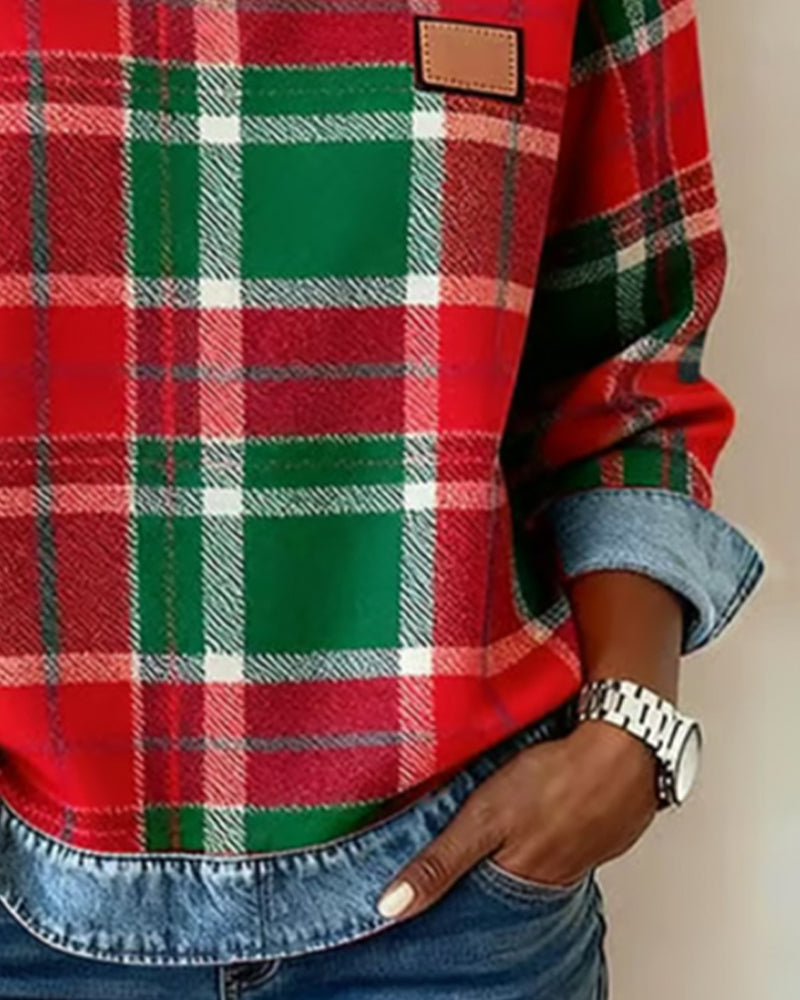 Ivy | Sweatshirt with Checkered Patchwork