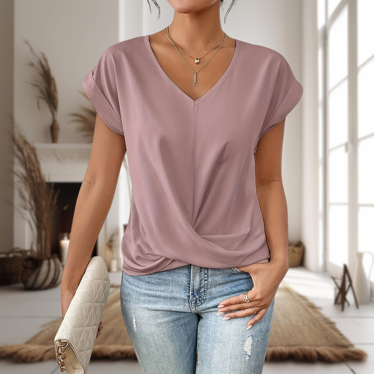 Elle | Casual Sweetheart Neck T-Shirt