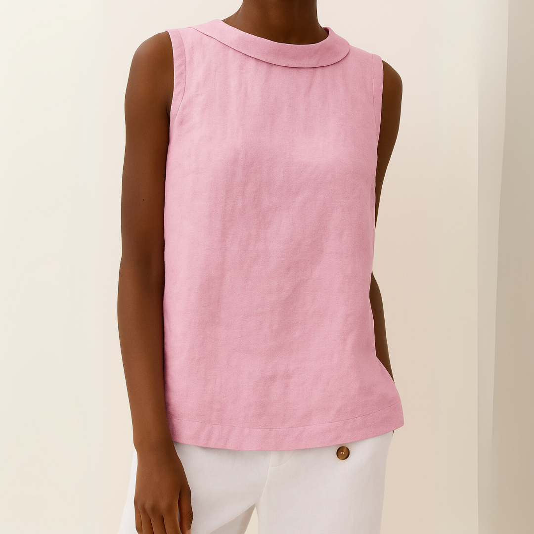 Maria | Sleeveless Roll Collar Top