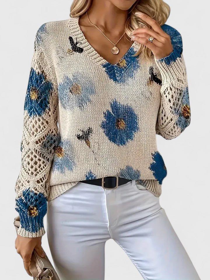 Aurélie | Elegant Floral Knit Sweater
