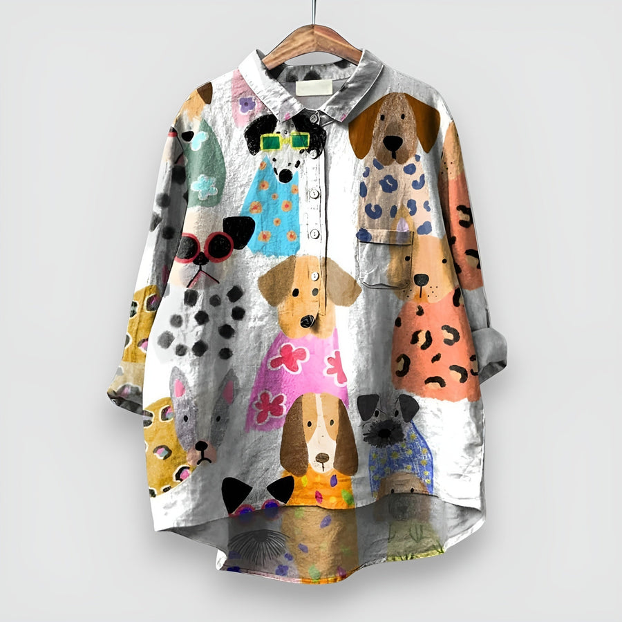 Geraldine | Women's Shirt with Dog Print