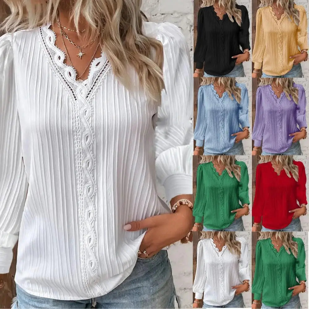 Sam | Blouse with Chiffon and Lace Details