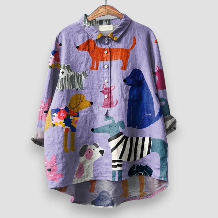Geraldine | Women's Shirt with Dog Print