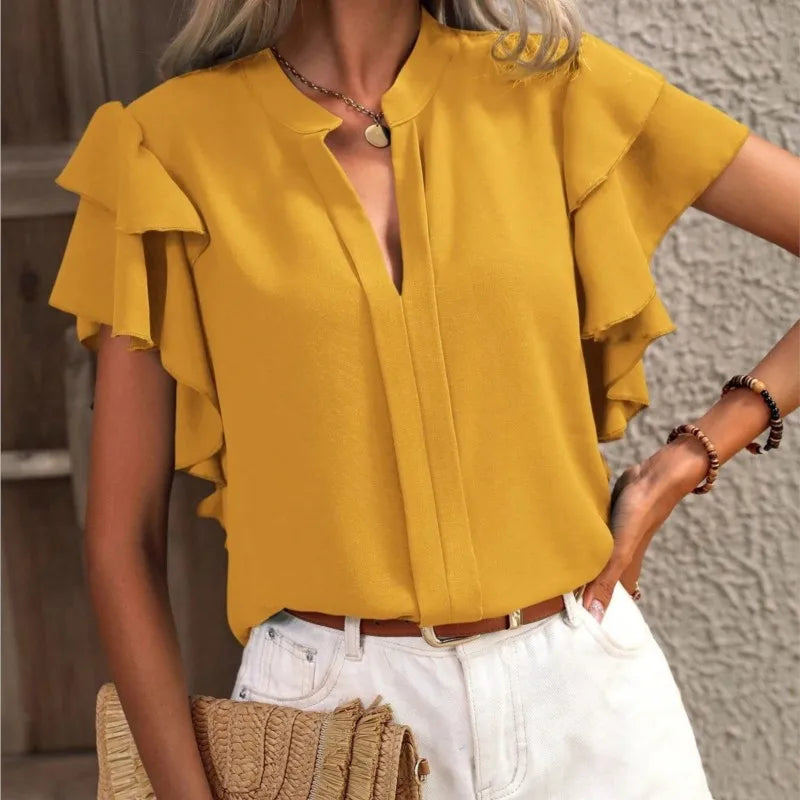 Amira | Chic Blouse with Elegant Ruffle Sleeves
