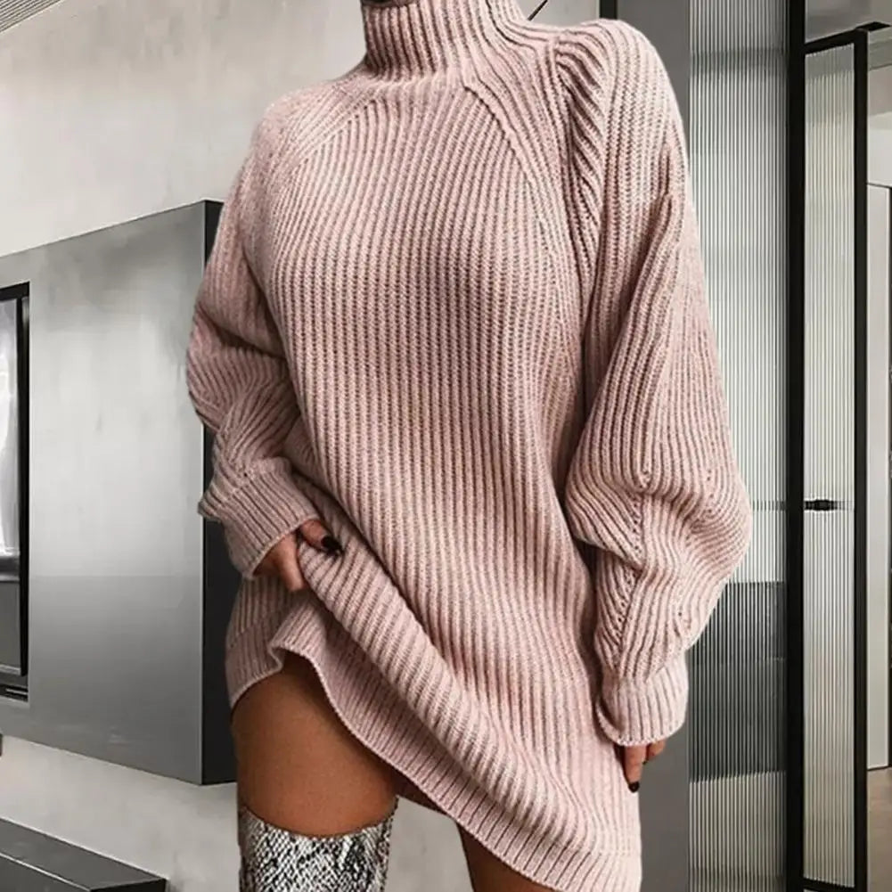 Women's Turtleneck Sweater Dress for Winter